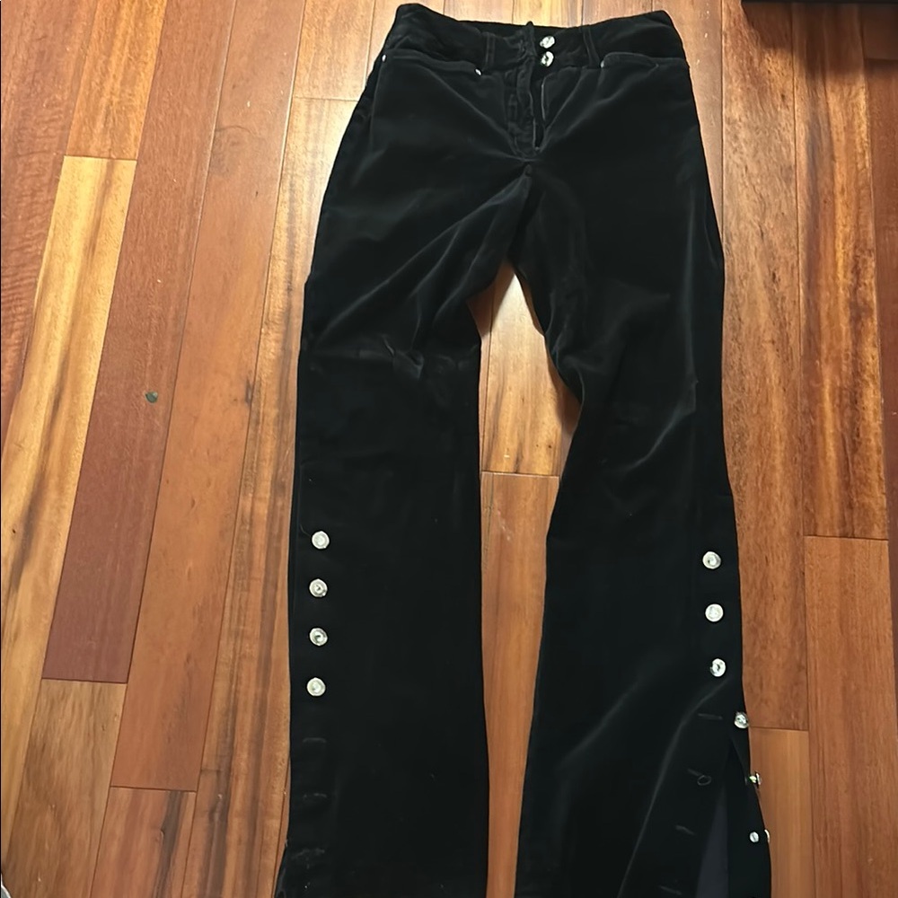 Parasuco Black Velvet Flare Wide Leg Jeans with Plush Fabric
